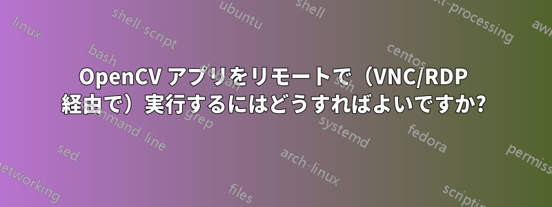 OpenCV アプリをリモートで（VNC/RDP 経由で）実行するにはどうすればよいですか?