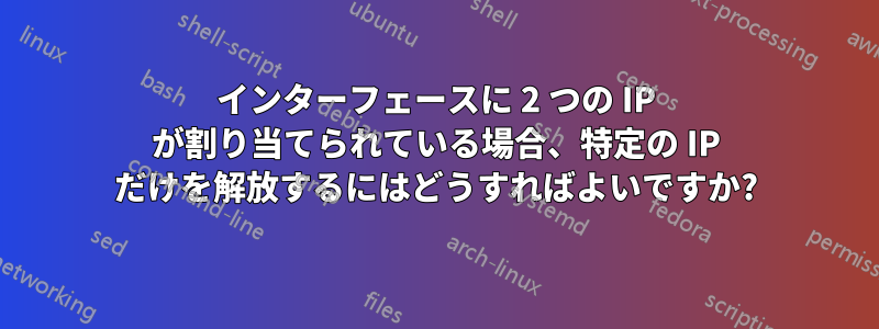 インターフェースに 2 つの IP が割り当てられている場合、特定の IP だけを解放するにはどうすればよいですか?