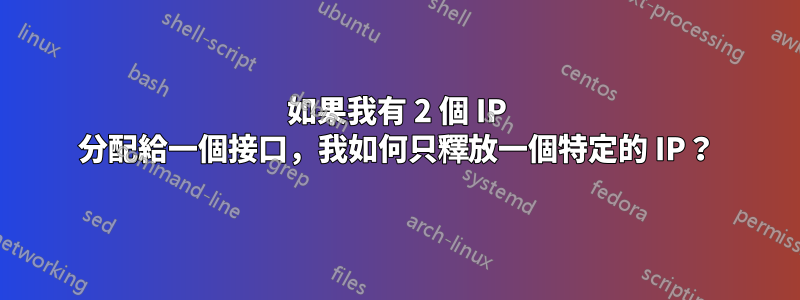 如果我有 2 個 IP 分配給一個接口，我如何只釋放一個特定的 IP？