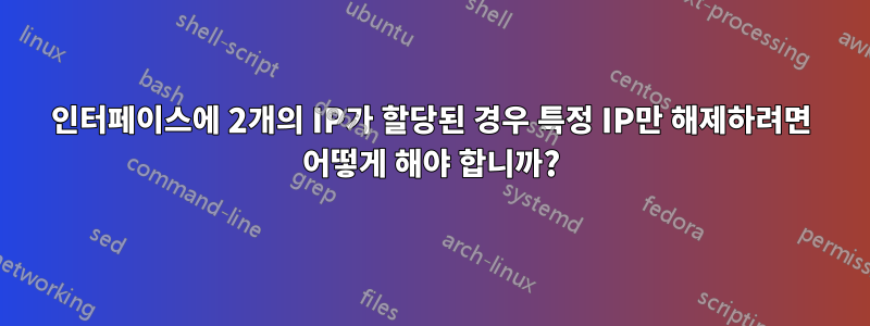 인터페이스에 2개의 IP가 할당된 경우 특정 IP만 해제하려면 어떻게 해야 합니까?