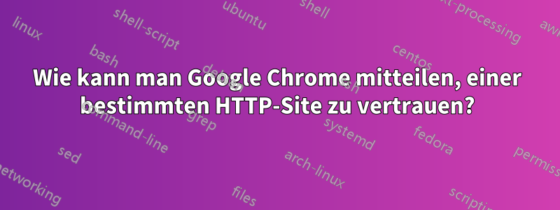 Wie kann man Google Chrome mitteilen, einer bestimmten HTTP-Site zu vertrauen?