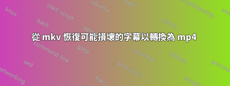 從 mkv 恢復可能損壞的字幕以轉換為 mp4