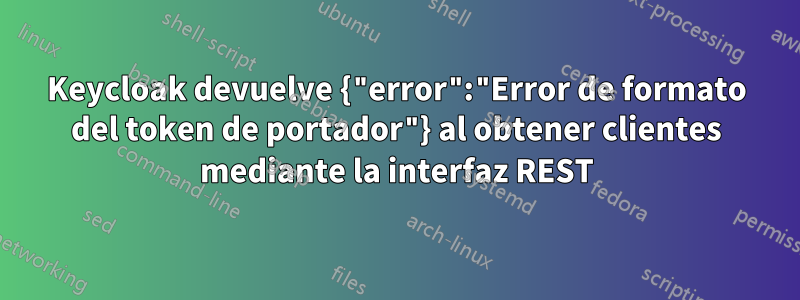 Keycloak devuelve {"error":"Error de formato del token de portador"} al obtener clientes mediante la interfaz REST