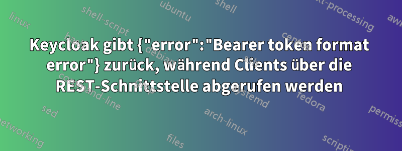 Keycloak gibt {"error":"Bearer token format error"} zurück, während Clients über die REST-Schnittstelle abgerufen werden