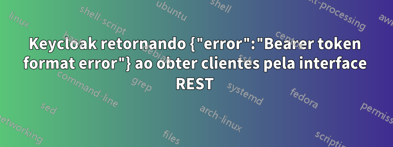 Keycloak retornando {"error":"Bearer token format error"} ao obter clientes pela interface REST
