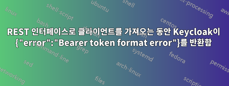REST 인터페이스로 클라이언트를 가져오는 동안 Keycloak이 {"error":"Bearer token format error"}를 반환함