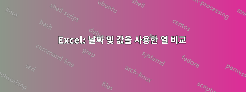 Excel: 날짜 및 값을 사용한 열 비교