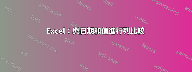Excel：與日期和值進行列比較