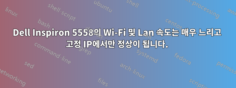 Dell Inspiron 5558의 Wi-Fi 및 Lan 속도는 매우 느리고 고정 IP에서만 정상이 됩니다.