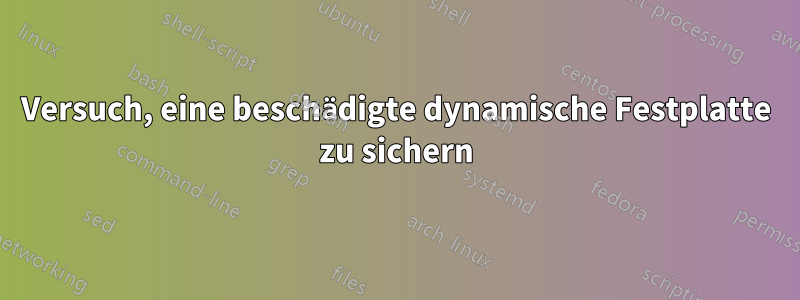 Versuch, eine beschädigte dynamische Festplatte zu sichern