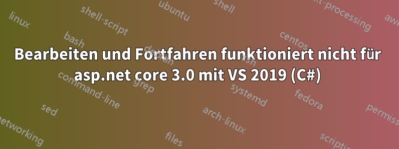Bearbeiten und Fortfahren funktioniert nicht für asp.net core 3.0 mit VS 2019 (C#)