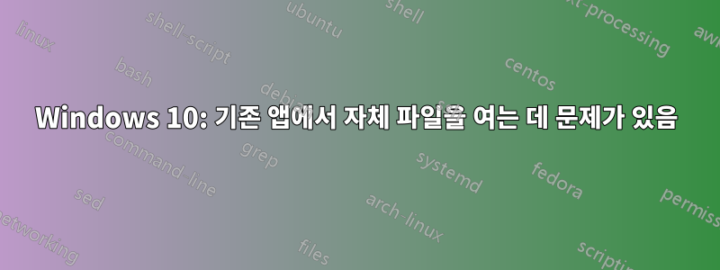Windows 10: 기존 앱에서 자체 파일을 여는 데 문제가 있음