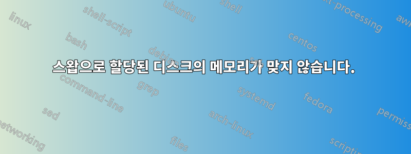 스왑으로 할당된 디스크의 메모리가 맞지 않습니다.