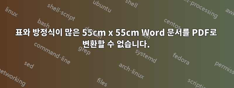 표와 방정식이 많은 55cm x 55cm Word 문서를 PDF로 변환할 수 없습니다.