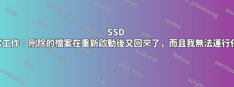 SSD 無法正常工作：刪除的檔案在重新啟動後又回來了，而且我無法運行任何遊戲