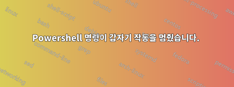 Powershell 명령이 갑자기 작동을 멈췄습니다.