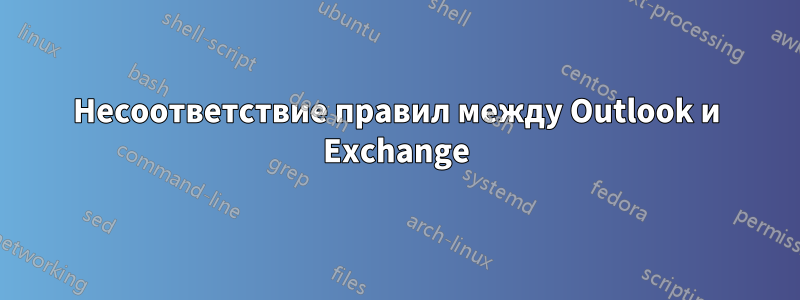 Несоответствие правил между Outlook и Exchange