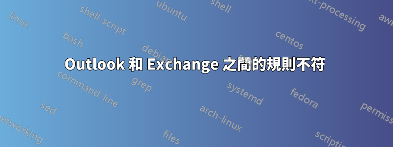 Outlook 和 Exchange 之間的規則不符