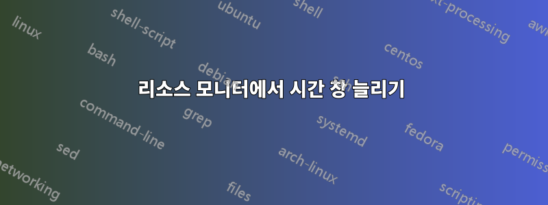 리소스 모니터에서 시간 창 늘리기