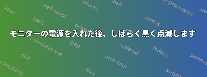モニターの電源を入れた後、しばらく黒く点滅します