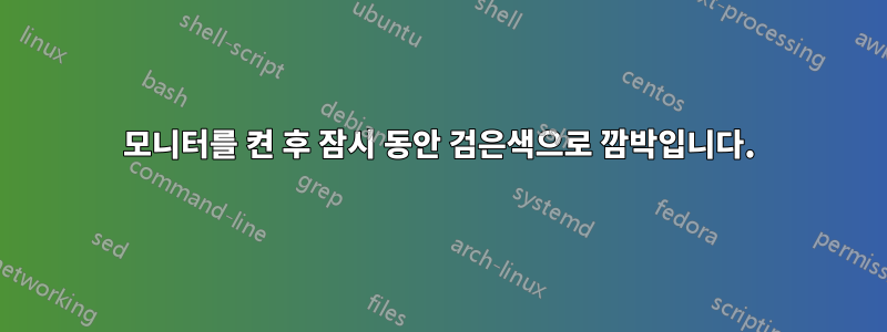 모니터를 켠 후 잠시 동안 검은색으로 깜박입니다.