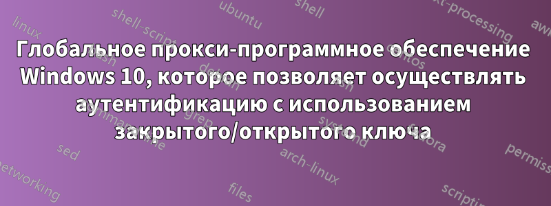 Глобальное прокси-программное обеспечение Windows 10, которое позволяет осуществлять аутентификацию с использованием закрытого/открытого ключа