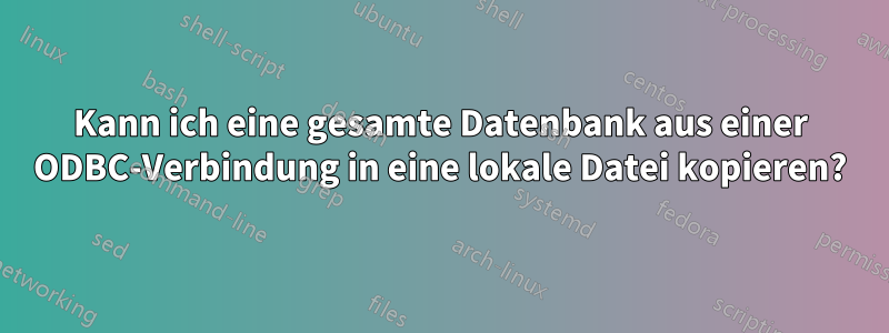 Kann ich eine gesamte Datenbank aus einer ODBC-Verbindung in eine lokale Datei kopieren?