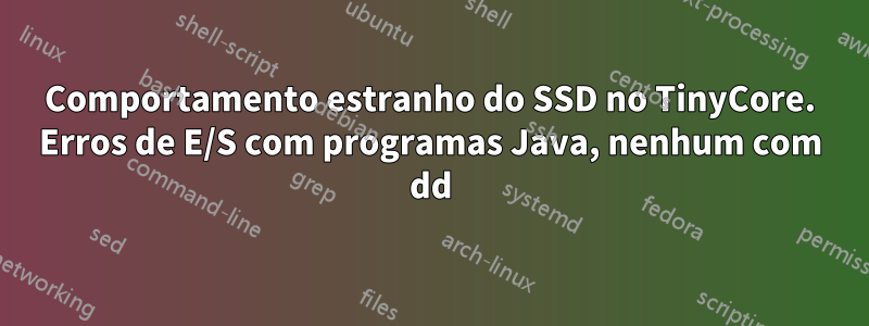 Comportamento estranho do SSD no TinyCore. Erros de E/S com programas Java, nenhum com dd