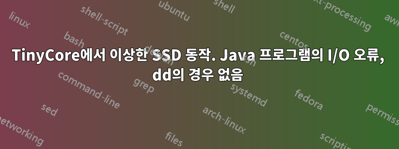 TinyCore에서 이상한 SSD 동작. Java 프로그램의 I/O 오류, dd의 경우 없음