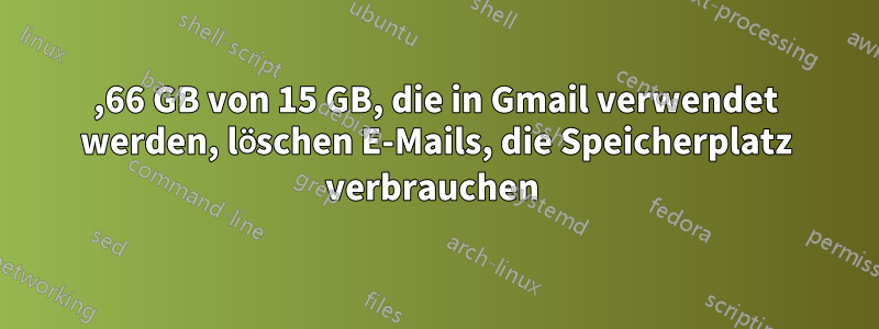 13,66 GB von 15 GB, die in Gmail verwendet werden, löschen E-Mails, die Speicherplatz verbrauchen 
