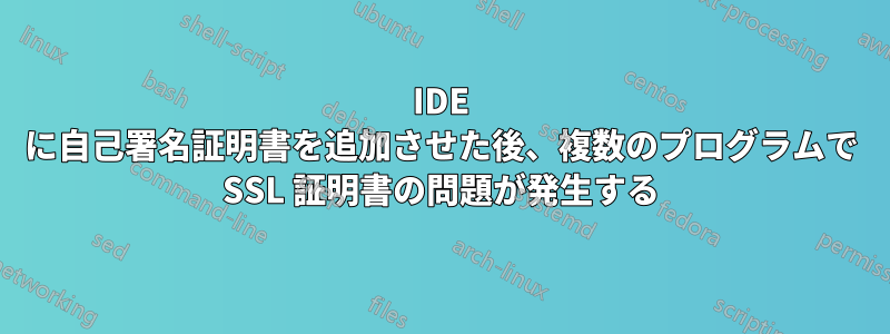 IDE に自己署名証明書を追加させた後、複数のプログラムで SSL 証明書の問題が発生する