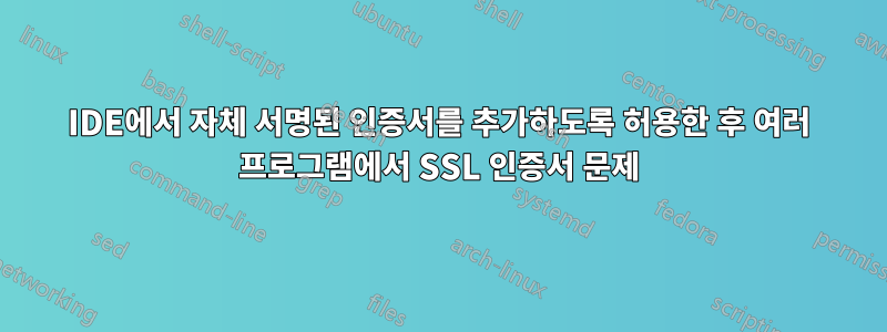 IDE에서 자체 서명된 인증서를 추가하도록 허용한 후 여러 프로그램에서 SSL 인증서 문제