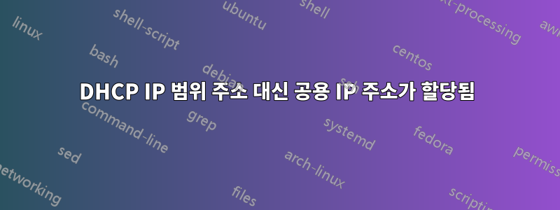 DHCP IP 범위 주소 대신 공용 IP 주소가 할당됨