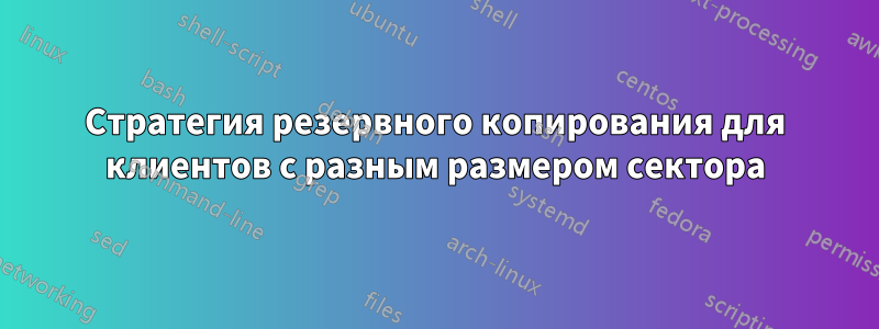 Стратегия резервного копирования для клиентов с разным размером сектора