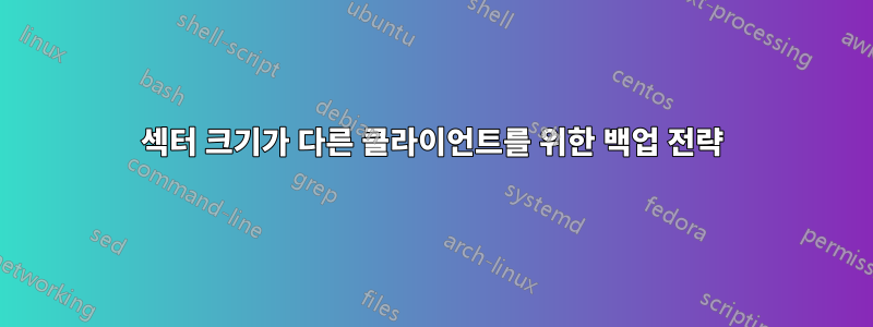 섹터 크기가 다른 클라이언트를 위한 백업 전략