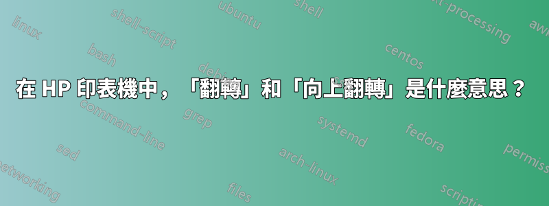 在 HP 印表機中，「翻轉」和「向上翻轉」是什麼意思？