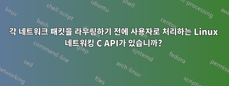 각 네트워크 패킷을 라우팅하기 전에 사용자로 처리하는 Linux 네트워킹 C API가 있습니까?