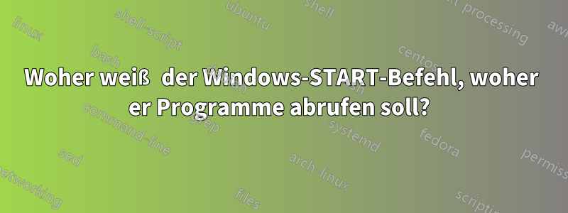 Woher weiß der Windows-START-Befehl, woher er Programme abrufen soll? 