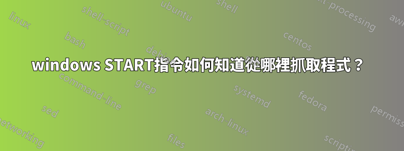 windows START指令如何知道從哪裡抓取程式？ 