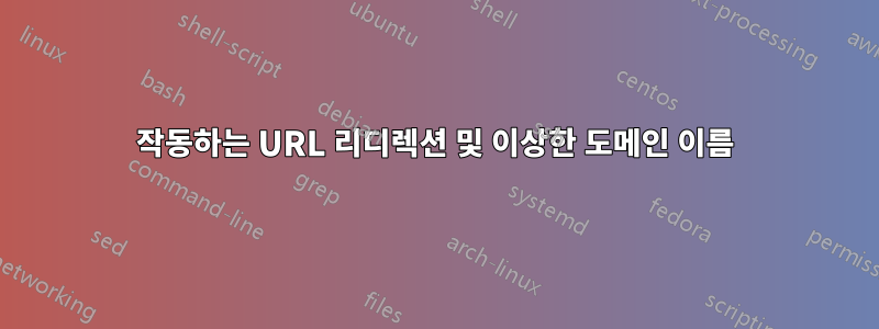 작동하는 URL 리디렉션 및 이상한 도메인 이름