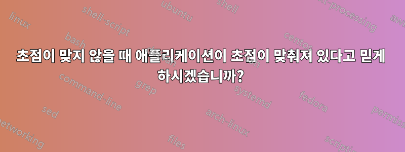 초점이 맞지 않을 때 애플리케이션이 초점이 맞춰져 있다고 믿게 하시겠습니까?