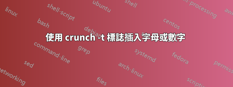 使用 crunch -t 標誌插入字母或數字