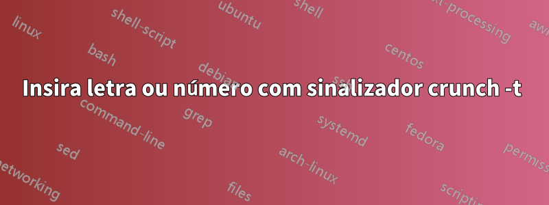 Insira letra ou número com sinalizador crunch -t