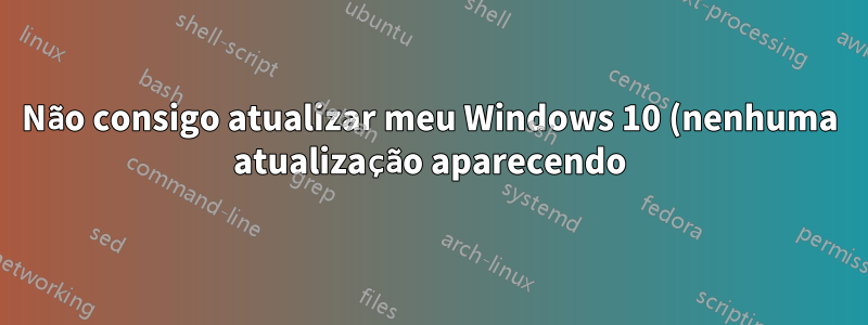 Não consigo atualizar meu Windows 10 (nenhuma atualização aparecendo)