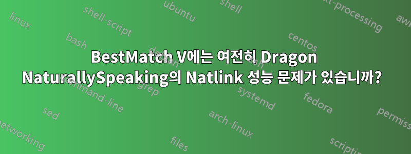 BestMatch V에는 여전히 Dragon NaturallySpeaking의 Natlink 성능 문제가 있습니까? 