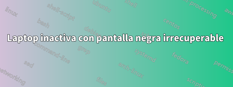 Laptop inactiva con pantalla negra irrecuperable