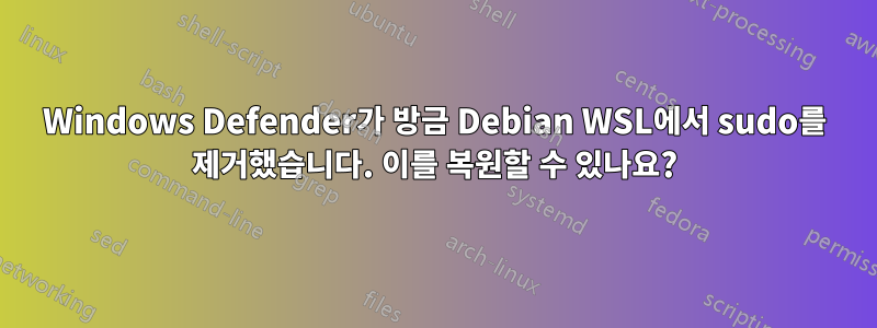 Windows Defender가 방금 Debian WSL에서 sudo를 제거했습니다. 이를 복원할 수 있나요?