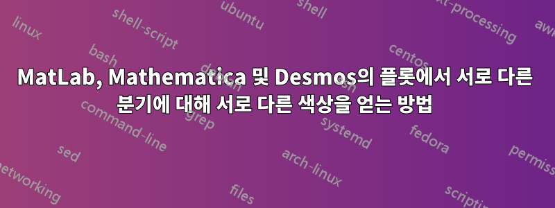 MatLab, Mathematica 및 Desmos의 플롯에서 서로 다른 분기에 대해 서로 다른 색상을 얻는 방법