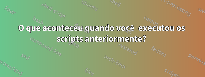 O que aconteceu quando você executou os scripts anteriormente?