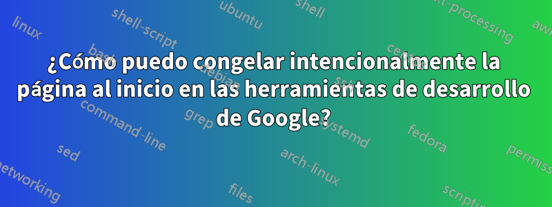 ¿Cómo puedo congelar intencionalmente la página al inicio en las herramientas de desarrollo de Google?